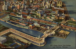 Outer Drive Link Bridge and Skyline Chicago, IL Postcard Postcard