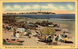 The Rocks and Great Boars Head in Background Hampton Beach, NH Postcard Postcard