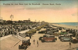 Watching the Auto Races from the Boardwalk Daytona Beach, FL Postcard Postcard