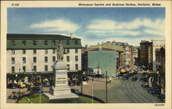 Monument Square and Business Section Portland, ME Postcard Postcard