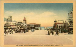 Old Orchard Street Showing Amusement Center Old Orchard Beach, ME Postcard Postcard