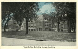 West School Building Postcard