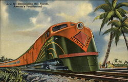 D.C. 82 - Streamlining Thru Florida, America's Vacationland Trains, Railroad Postcard Postcard