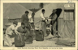 Army Recruits Drawing Their First Supplies on Arrival at Camp Postcard