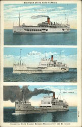 Michigan State Auto Ferries Postcard Postcard