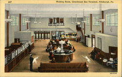 Greyhound Bus Terminal - Waiting Room Pittsburgh, PA Postcard Postcard