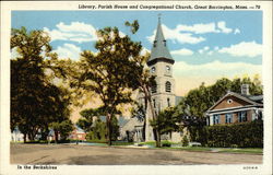 Library, Parish House and Congregational Church Postcard