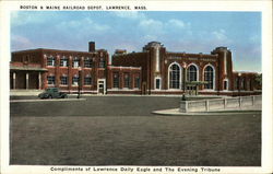 Boston & Maine Railroad Depot Lawrence, MA Postcard Postcard