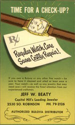 Jeff W. Beaty, Capitol Hill's Leading Jeweler Advertising Postcard Postcard