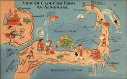 View of Cape Cod From an Aeroplane Massachusetts Postcard Postcard