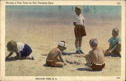 Children Playing on Beach Postcard