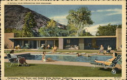 Swimming Pool, Town and Desert Palm Springs, CA Postcard Postcard