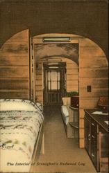 The Interior of Straughan's Redwood Log Postcard