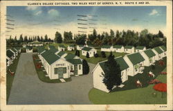 Clarke's Deluxe Cottages, Two Miles West of Geneva, N.Y., Route 5 and 20 New York Postcard Postcard