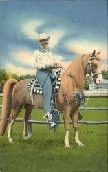 A.H. Albee of Allen "A" Resort on his Tennessee Walking Horse, Treasure Allen Postcard