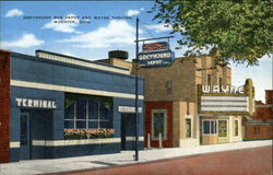 Greyhound Bus Depot and Wayne Theatre Wooster, OH Postcard Postcard