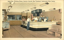 Lincoln Bus Terminal - Soda Bar and Waiting Room Lakewood, NJ Postcard Postcard