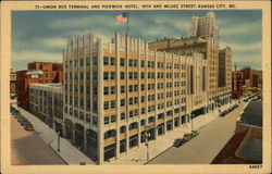 Union Bus Terminal and Pickwick Hotel Kansas City, MO Postcard Postcard