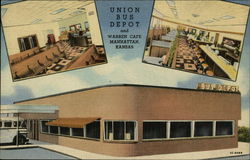 Union Bus Depot and Warren Cafe Manhattan, KS Postcard Postcard