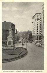 Monument Square, Congress Street, Looking West Postcard