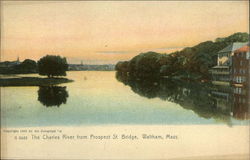 The Charles River from Prospect St. Bridge Waltham, MA Postcard Postcard