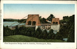 First Suspension Bridge built in America Postcard