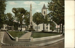 First Church and Monument Postcard