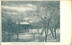 Frog Pond and Court House In Winter Newburyport, MA Postcard Postcard