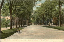 Frog Pond, Washington Park and High Street Newburyport, MA Postcard Postcard