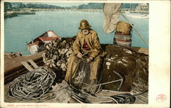 Fisherman Getting Ready For a Trip Men Postcard Postcard