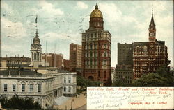 City Hall, "World" and "Tribune" Building New York, NY Postcard Postcard