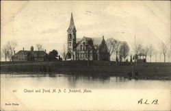 Chapel and Pond, M.A.C Amherst, MA Postcard Postcard