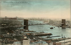 Brooklyn Bridge, Looking up East River Postcard