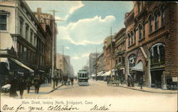 Main Street Looking North Bridgeport, CT Postcard Postcard