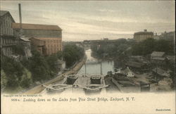 Looking down on the Locks from Pine Street Bridge Lockport, NY Postcard Postcard