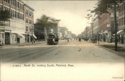 North St., looking South Pittsfield, MA Postcard Postcard