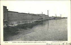 View of Mills, Merrimack River Postcard