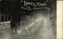 White Way, Merrimack Street Lowell, MA Postcard Postcard