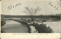 Moody Street Bridge and Canal Walk Lowell, MA Postcard Postcard