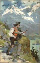 Bavarian Hunter Hunting Postcard Postcard