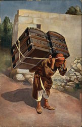 Porter Carrying Trunks Postcard Postcard