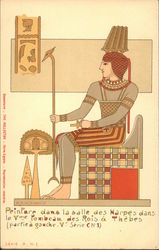 Painting of the hall of the harps of the 5th tomb the king of Thebes Postcard