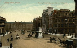 College Green with Trinity College and Statue of William III Dublin, Ireland Postcard Postcard