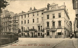 Royal Clarence Hotel and Dellers Cafe Postcard