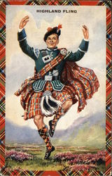 Highland Fling Demonstrated By Costumed Male Dancer Scotland Postcard Postcard