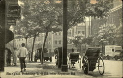 Bubbling Well Rd. Near Seymoar Rd - Rickshaws Shanghai, China Postcard Postcard