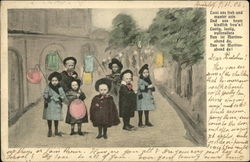 Children with paper lanterns Postcard Postcard