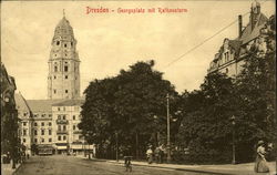 George Square with Town Hall Tower Dresden, Germany Postcard Postcard