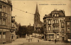 Breitestrasse und Ev. Kirche Saarbrücken, Germany Postcard Postcard