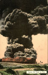 Syrian Oil Tank on Fire Middle East Postcard Postcard